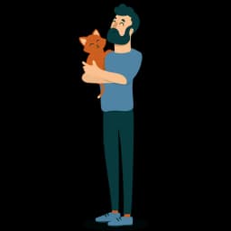 Illustration of a person holding a cat