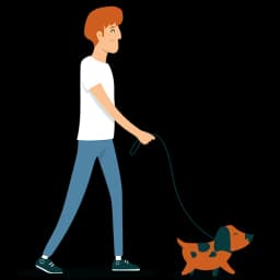 Illustration of a dog being walked